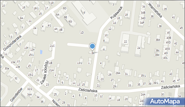 Białystok, Kujawska, 1b, mapa Białegostoku