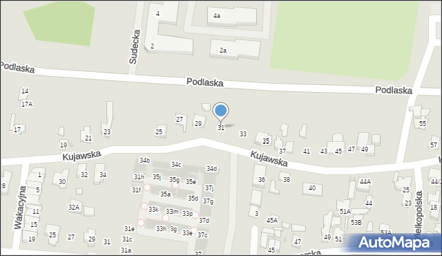 Białystok, Kujawska, 31, mapa Białegostoku