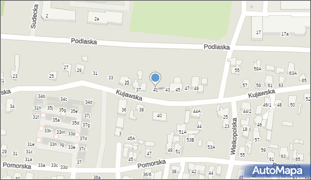 Białystok, Kujawska, 41, mapa Białegostoku