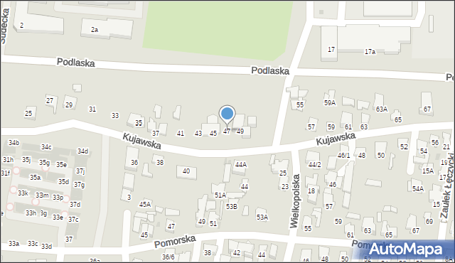 Białystok, Kujawska, 47, mapa Białegostoku