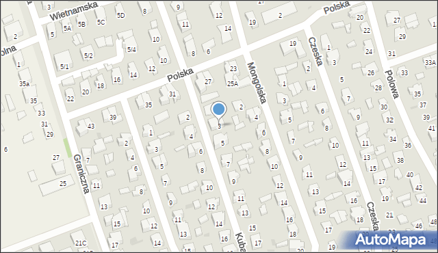 Białystok, Kubańska, 3, mapa Białegostoku