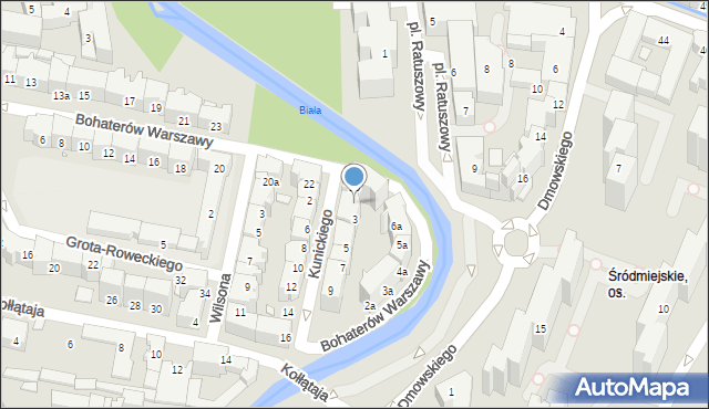 Bielsko-Biała, Kunickiego Aleksandra, kpt., 1, mapa Bielsko-Białej