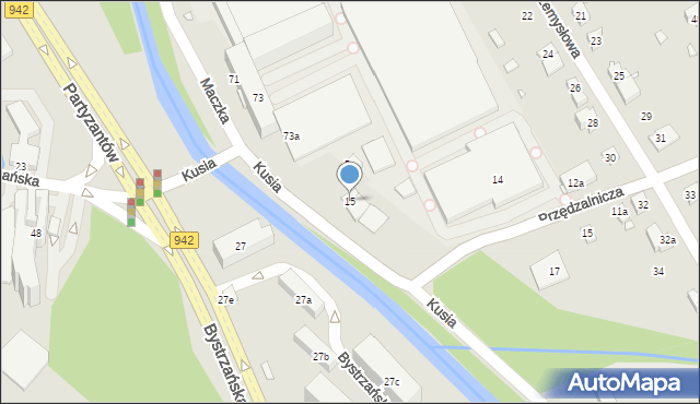 Bielsko-Biała, Kusia Jana, ks., 15, mapa Bielsko-Białej
