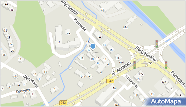 Bielsko-Biała, Kustronia Józefa, gen., 14, mapa Bielsko-Białej