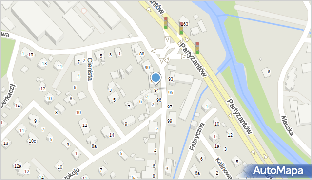 Bielsko-Biała, Kustronia Józefa, gen., 94, mapa Bielsko-Białej