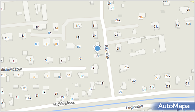 Błonie, Kulisiewiczów, 11, mapa Błonie