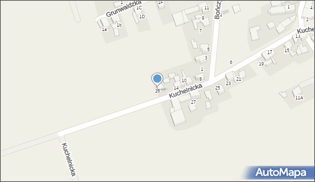 Borucin, Kuchelnicka, 16, mapa Borucin
