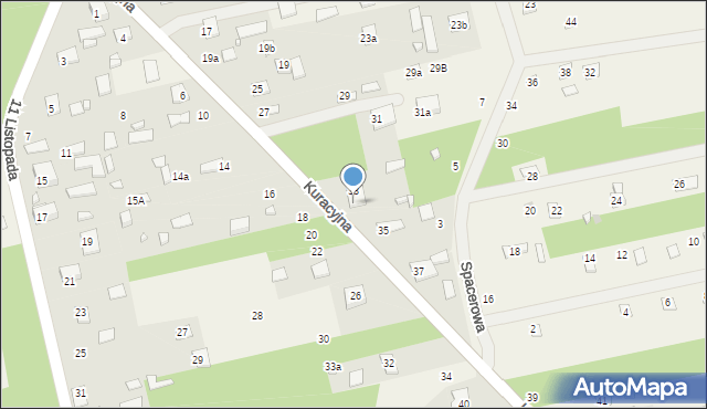 Borzymy, Kuracyjna, 33a, mapa Borzymy