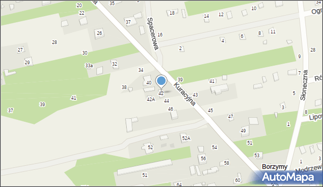 Borzymy, Kuracyjna, 42, mapa Borzymy