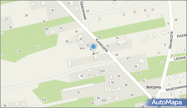 Borzymy, Kuracyjna, 46, mapa Borzymy