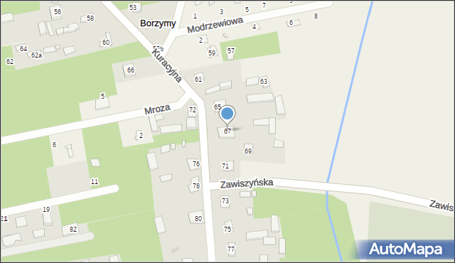 Borzymy, Kuracyjna, 67, mapa Borzymy