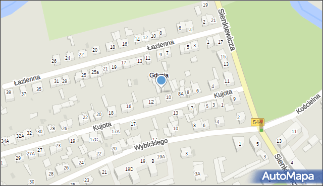 Brodnica, Kujota, ks., 10A, mapa Brodnica