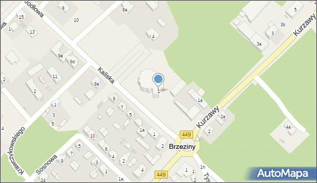 Brzeziny, Kurzawy Józefa, ks., 1, mapa Brzeziny