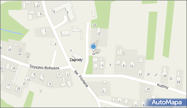 Bucze, Kuźmy Andrzeja, ks., 1A, mapa Bucze