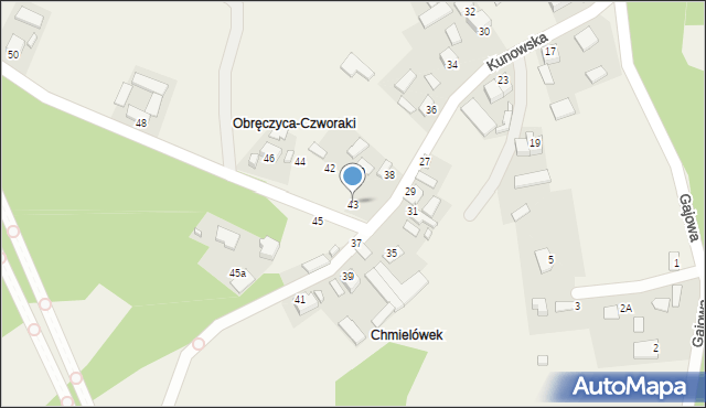 Chmielów, Kunowska, 43, mapa Chmielów