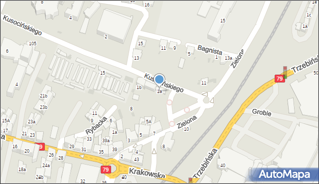 Chrzanów, Kusocińskiego Janusza, 1a, mapa Chrzanów