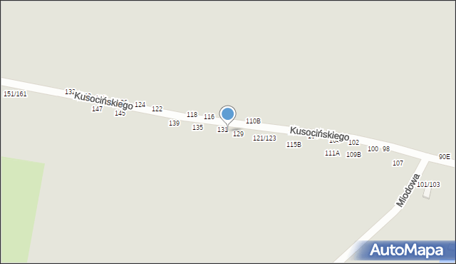 Częstochowa, Kusocińskiego Janusza, 129B, mapa Częstochowy