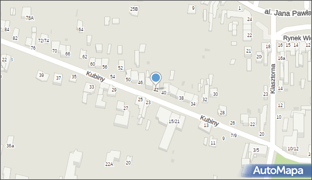 Częstochowa, Kubiny Teodora, ks. bp., 42, mapa Częstochowy