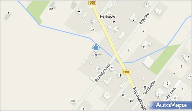 Feliksów, Kujawskiego Jana, 28, mapa Feliksów