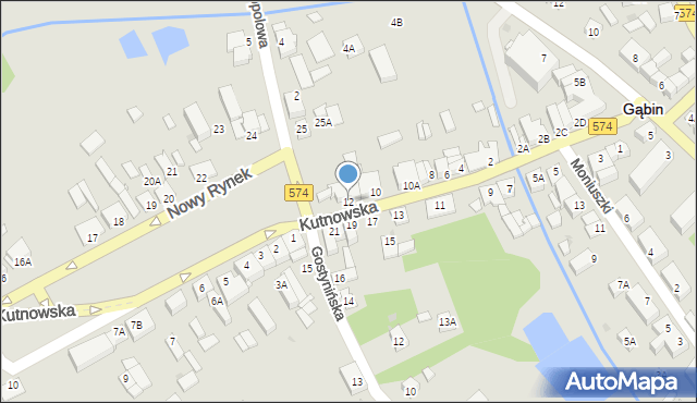Gąbin, Kutnowska, 12, mapa Gąbin