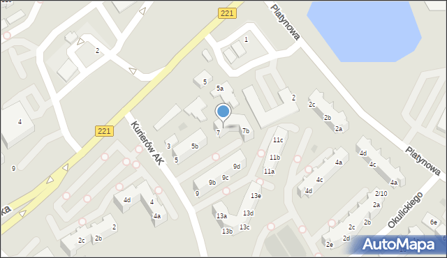 Gdańsk, Kurierów Armii Krajowej, 7a, mapa Gdańska