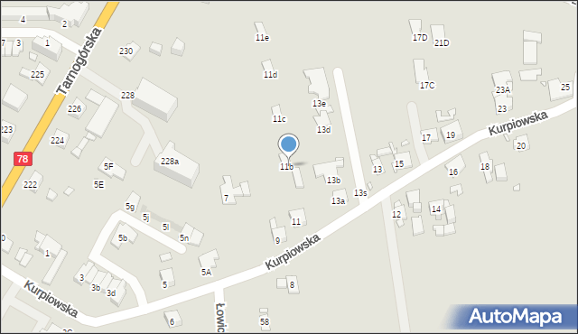 Gliwice, Kurpiowska, 11b, mapa Gliwic