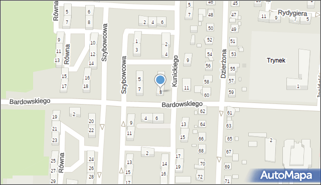 Gliwice, Kunickiego Stanisława, 8, mapa Gliwic