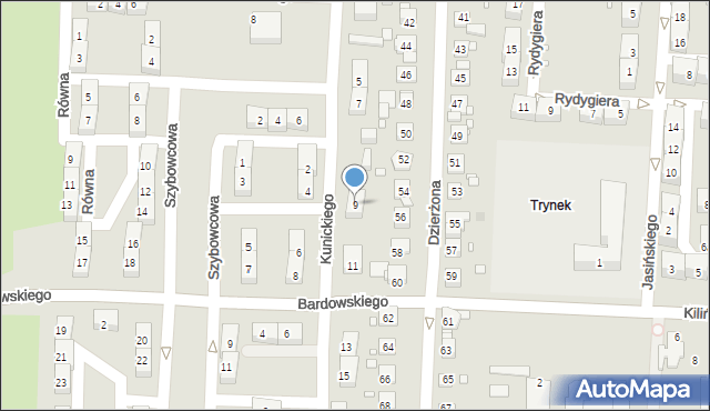 Gliwice, Kunickiego Stanisława, 9, mapa Gliwic