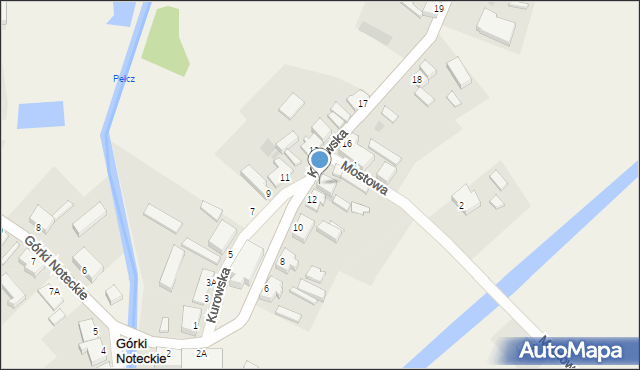 Górki Noteckie, Kurowska, 14, mapa Górki Noteckie