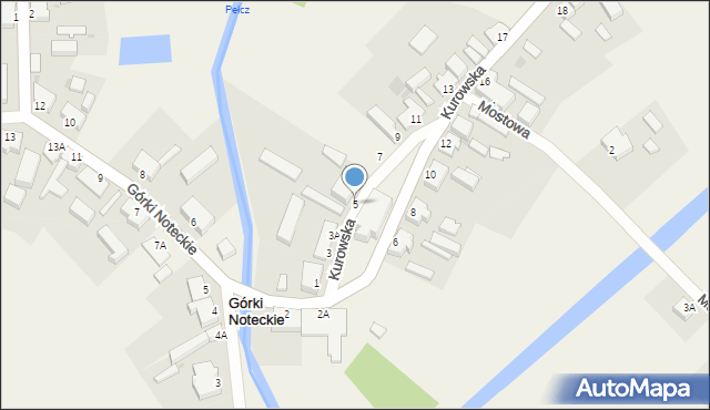 Górki Noteckie, Kurowska, 5, mapa Górki Noteckie