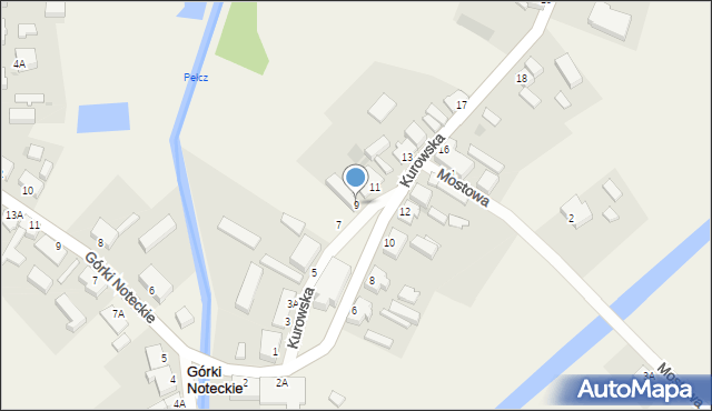Górki Noteckie, Kurowska, 9, mapa Górki Noteckie