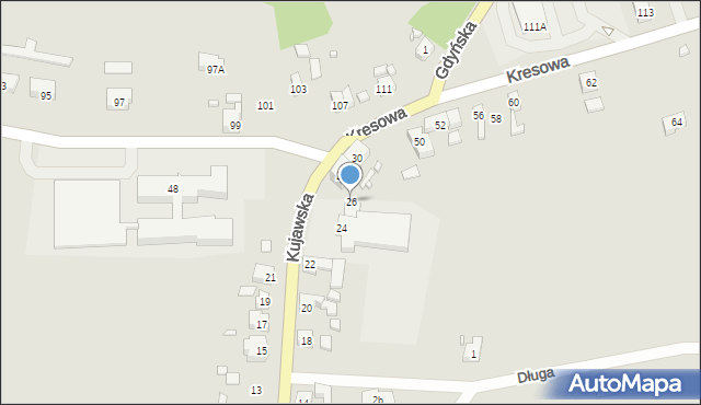 Gubin, Kujawska, 26, mapa Gubin