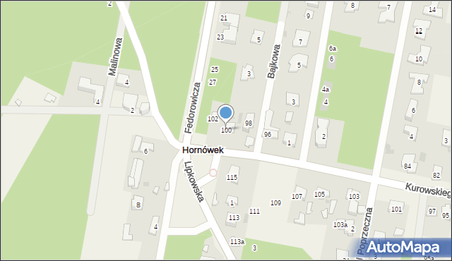 Hornówek, Kurowskiego Wacława, ks., 100, mapa Hornówek