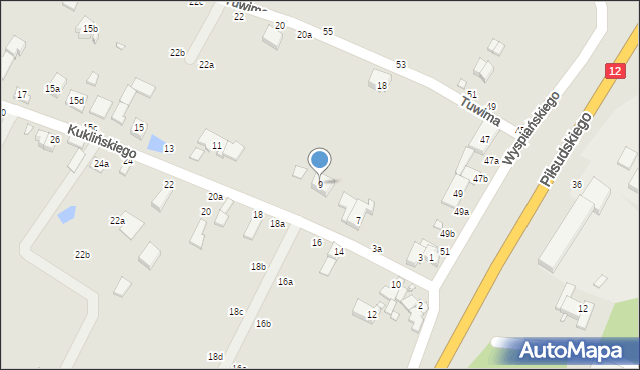 Kalisz, Kuklińskiego Ryszarda, gen., 9, mapa Kalisza