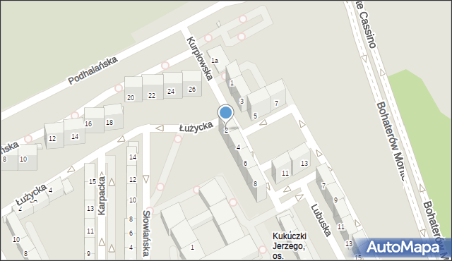 Katowice, Kurpiowska, 2, mapa Katowic