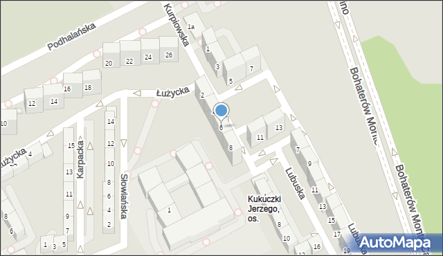 Katowice, Kurpiowska, 6, mapa Katowic
