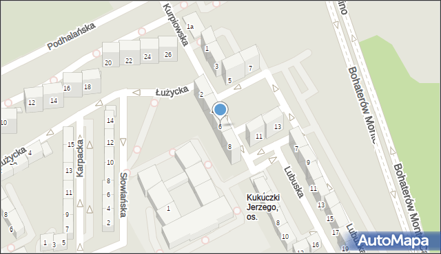 Katowice, Kurpiowska, 6, mapa Katowic