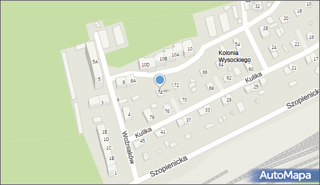 Katowice, Kulika Teodora, 74, mapa Katowic