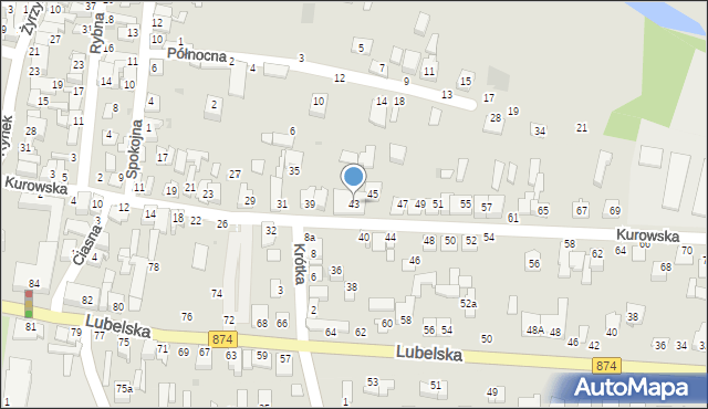 Końskowola, Kurowska, 43, mapa Końskowola