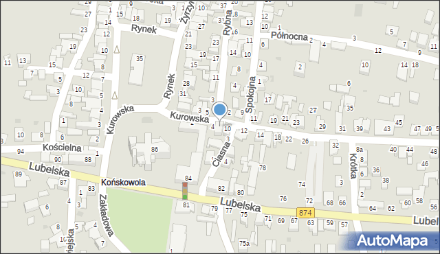 Końskowola, Kurowska, 6-8, mapa Końskowola