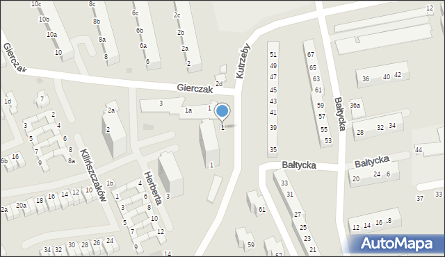 Koszalin, Kutrzeby Tadeusza, gen., 1, mapa Koszalina