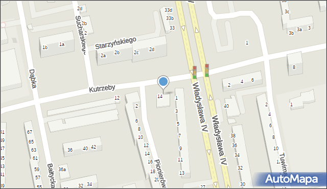 Koszalin, Kutrzeby Tadeusza, gen., 14a, mapa Koszalina