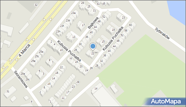 Koszalin, Kubusia Puchatka, 11, mapa Koszalina