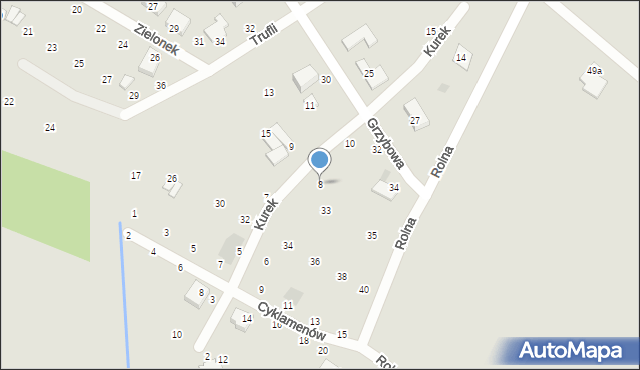 Koszalin, Kurek, 8, mapa Koszalina
