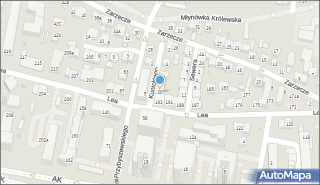 Kraków, Kunickiego Stanisława, 10, mapa Krakowa