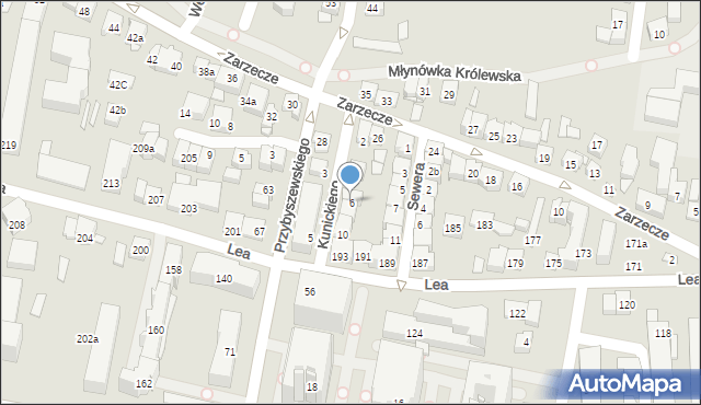 Kraków, Kunickiego Stanisława, 6, mapa Krakowa