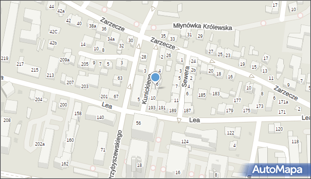 Kraków, Kunickiego Stanisława, 8, mapa Krakowa