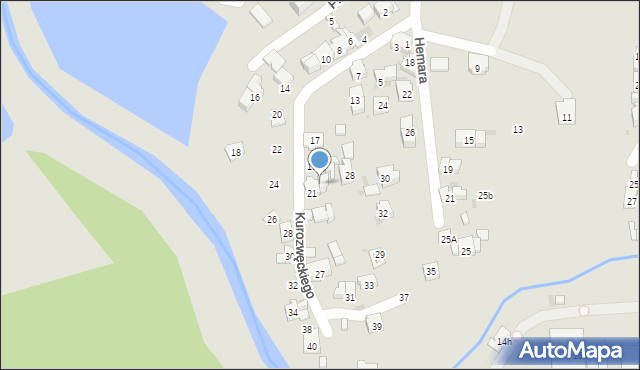 Kraków, Kurozwęckiego Dobiesława, 21a, mapa Krakowa