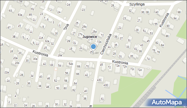 Kraków, Kustronia Józefa, 27, mapa Krakowa