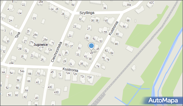 Kraków, Kustronia Józefa, 43, mapa Krakowa